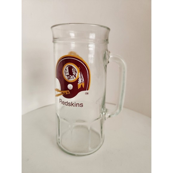 Vintage Washington Redskins Football Beer Mug Stein Tall Glass NFL - Picture 2 of 5